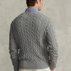 Graue Ralph Lauren Herrenpullover aus Baumwolle mit Zopfmuster Graue Ralph Lauren Herrenpullover aus Baumwolle mit Zopfmuster