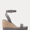 Graue Ralph Lauren Hilarie-Espadrilles aus Leder für Damen