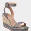 Graue Ralph Lauren Hilarie-Espadrilles aus Leder für Damen
