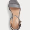 Graue Ralph Lauren Hilarie-Espadrilles aus Leder für Damen