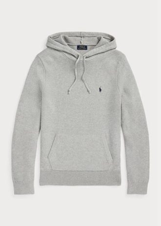 Graue Ralph Lauren Pullover mit Kapuze aus strukturierter Baumwolle für Herren