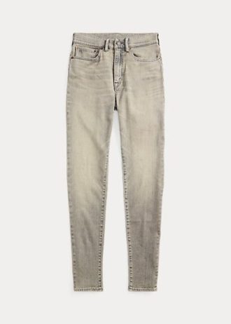 Graue Ralph Lauren Stretch High Skinny Distressed Jeans für Damen