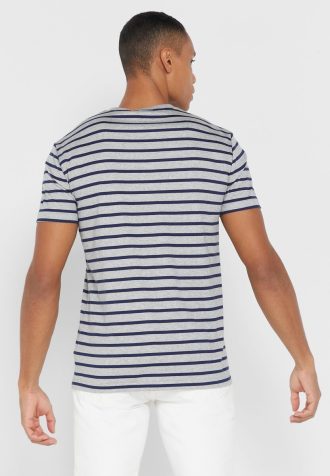 Graue Ralph Lauren T-Shirts mit Rundhalsausschnitt und Streifen für Herren Graue Ralph Lauren T-Shirts mit Rundhalsausschnitt und Streifen für Herren