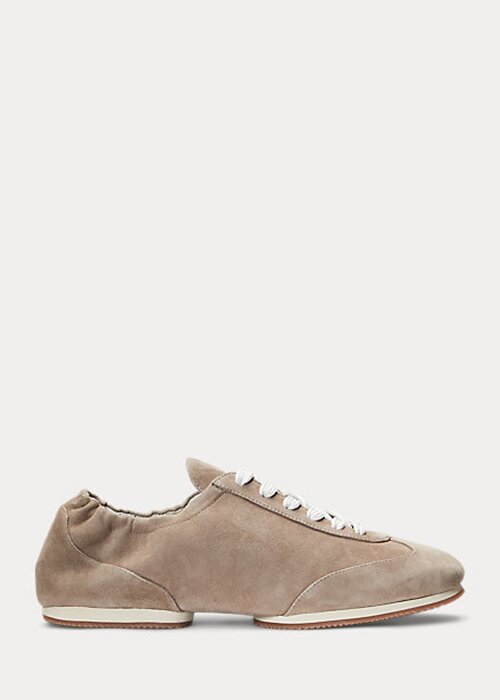 Graue Ralph Lauren The Suede Pony Ballerina-Sneakers für Damen Graue Ralph Lauren The Suede Pony Ballerina-Sneakers für Damen