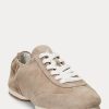 Graue Ralph Lauren The Suede Pony Ballerina-Sneakers für Damen Graue Ralph Lauren The Suede Pony Ballerina-Sneakers für Damen