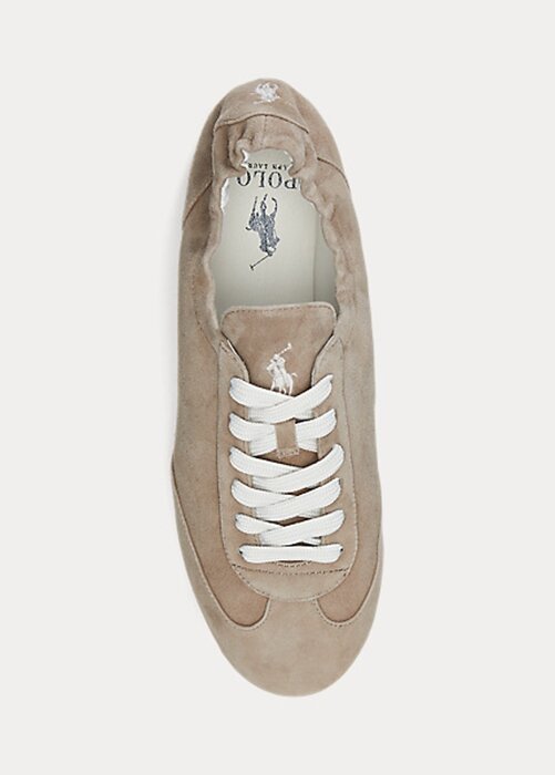 Graue Ralph Lauren The Suede Pony Ballerina-Sneakers für Damen Graue Ralph Lauren The Suede Pony Ballerina-Sneakers für Damen
