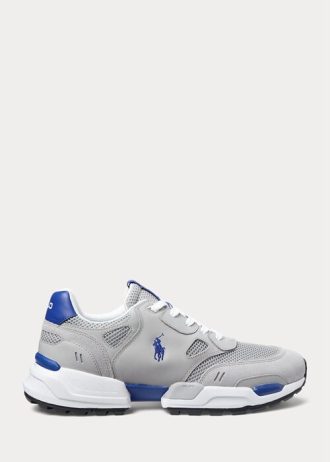 Graue / Royalblaue Ralph Lauren Jogger Wildleder & Mesh Sneakers für Herren Graue / Royalblaue Ralph Lauren Jogger Wildleder & Mesh Sneakers für Herren