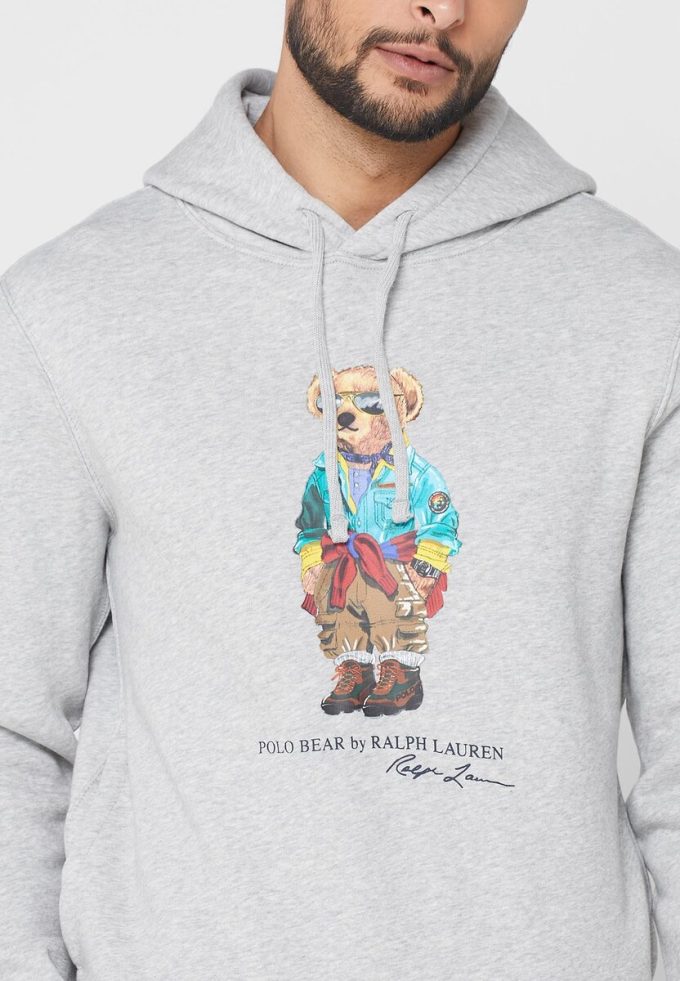Grauer bedruckter Kapuzenpullover von Ralph Lauren für Herren Grauer bedruckter Kapuzenpullover von Ralph Lauren für Herren