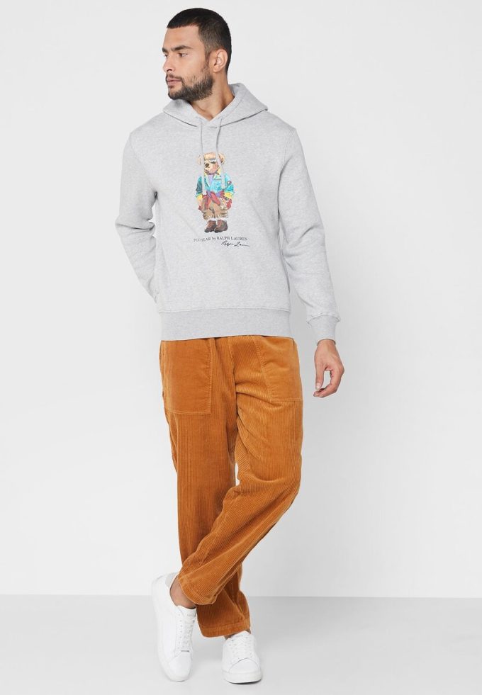 Grauer bedruckter Kapuzenpullover von Ralph Lauren für Herren Grauer bedruckter Kapuzenpullover von Ralph Lauren für Herren