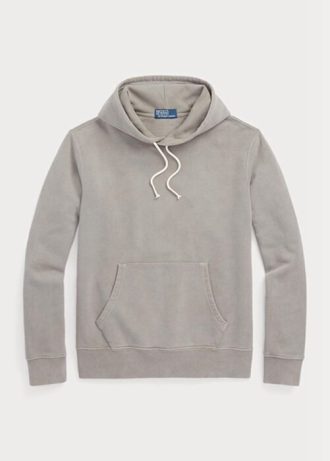 Grauer Ralph Lauren Fleece-Hoodie aus Bio-Baumwolle für Herren