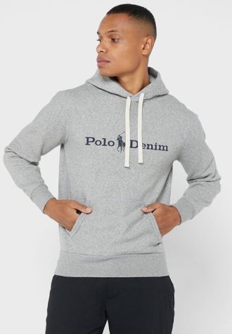 Grauer Ralph Lauren-Hoodie mit Logo für Herren