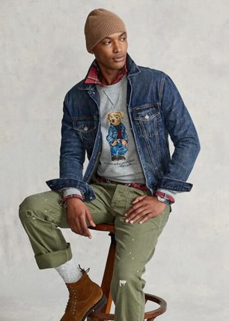 Graues Fleece-Sweatshirt mit Polo Bear von Ralph Lauren für Herren