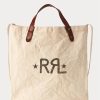 Greige Damen Ralph Lauren Logo Canvas Market Tote Bags Greige Damen Ralph Lauren Logo Canvas Market Tote Bags