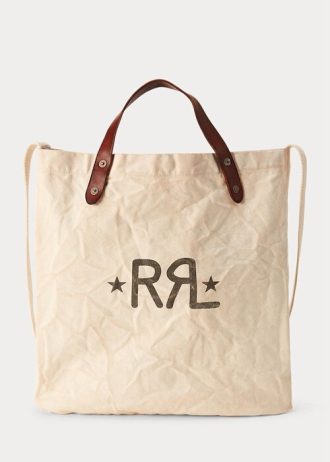 Greige Damen Ralph Lauren Logo Canvas Market Tote Bags