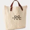 Greige Damen Ralph Lauren Logo Canvas Market Tote Bags Greige Damen Ralph Lauren Logo Canvas Market Tote Bags