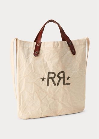 Greige Damen Ralph Lauren Logo Canvas Market Tote Bags