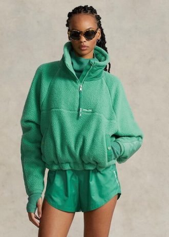 Grün Damen Ralph Lauren Ripstop-besatz Hochflor Fleece Pullover Sweatshirts