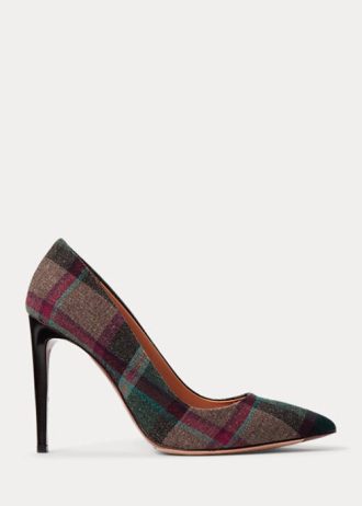 Grün / Rot Damen Ralph Lauren Celia Plaid Woll Heels