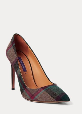 Grün / Rot Damen Ralph Lauren Celia Plaid Woll Heels
