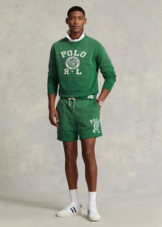 Grüne Fleece-Shorts mit Ralph Lauren-Logo für Herren