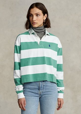 Grüne gestreifte Rugby-Shirts aus Jersey von Ralph Lauren für Damen