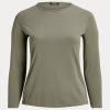 Grüne Langarmshirts aus Baumwollmischung von Ralph Lauren für Damen Grüne Langarmshirts aus Baumwollmischung von Ralph Lauren für Damen