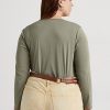 Grüne Langarmshirts aus Baumwollmischung von Ralph Lauren für Damen Grüne Langarmshirts aus Baumwollmischung von Ralph Lauren für Damen