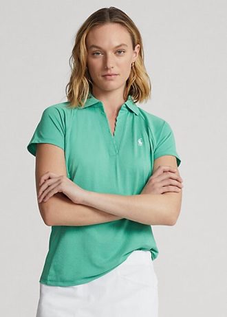 Grüne Poloshirts aus Piqué im Tailored Fit von Ralph Lauren für Damen
