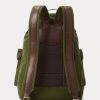 Grüne Ralph Lauren Canvas-Rucksäcke mit Lederbesatz für Herren Grüne Ralph Lauren Canvas-Rucksäcke mit Lederbesatz für Herren