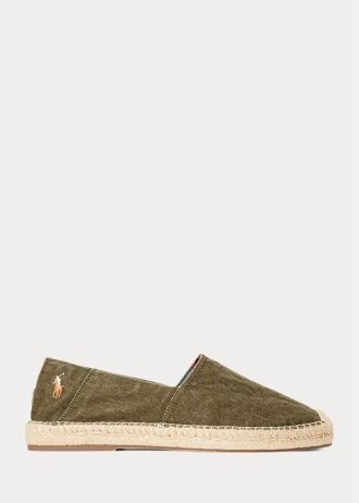 Grüne Herren Ralph Lauren Cevio Washed Canvas Freizeitschuhe