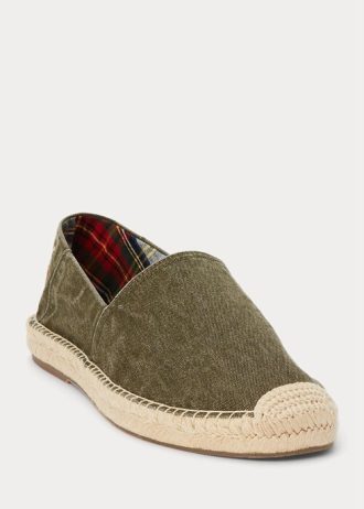 Grüne Herren Ralph Lauren Cevio Washed Canvas Freizeitschuhe