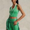 Grüne Ralph Lauren Cropped-Tanktops aus Wildlederjersey für Damen Grüne Ralph Lauren Cropped-Tanktops aus Wildlederjersey für Damen