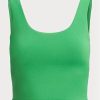 Grüne Ralph Lauren Cropped-Tanktops aus Wildlederjersey für Damen Grüne Ralph Lauren Cropped-Tanktops aus Wildlederjersey für Damen