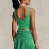 Grüne Ralph Lauren Cropped-Tanktops aus Wildlederjersey für Damen Grüne Ralph Lauren Cropped-Tanktops aus Wildlederjersey für Damen