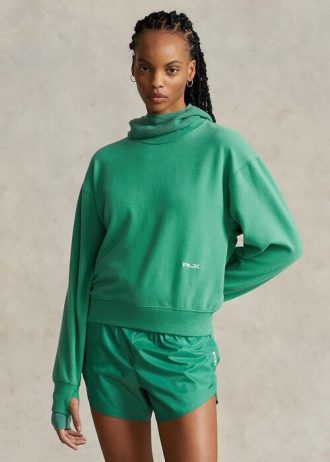 Grüne Ralph Lauren Fleece-Sweatshirts mit Rundhalsausschnitt für Damen