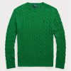 Grüne Ralph Lauren Herren Pullover mit Zopfmuster aus Baumwolle Grüne Ralph Lauren Herren Pullover mit Zopfmuster aus Baumwolle