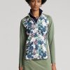 Grüne Ralph Lauren Jersey-Sweatshirts mit Viertelreißverschluss für Damen Grüne Ralph Lauren Jersey-Sweatshirts mit Viertelreißverschluss für Damen