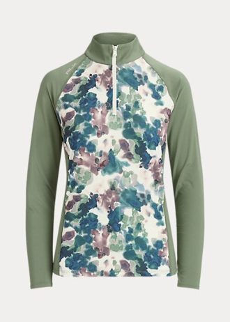 Grüne Ralph Lauren Jersey-Sweatshirts mit Viertelreißverschluss für Damen Grüne Ralph Lauren Jersey-Sweatshirts mit Viertelreißverschluss für Damen
