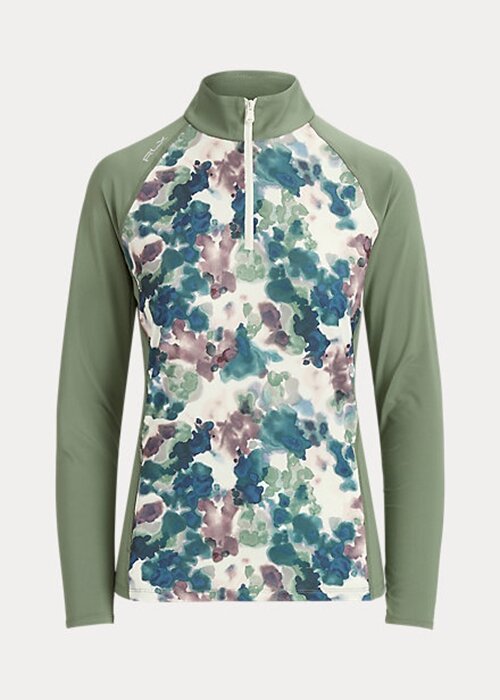Grüne Ralph Lauren Jersey-Sweatshirts mit Viertelreißverschluss für Damen Grüne Ralph Lauren Jersey-Sweatshirts mit Viertelreißverschluss für Damen