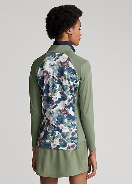 Grüne Ralph Lauren Jersey-Sweatshirts mit Viertelreißverschluss für Damen Grüne Ralph Lauren Jersey-Sweatshirts mit Viertelreißverschluss für Damen