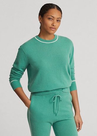 Grüne Ralph Lauren Kaschmirpullover mit Rundhalsausschnitt für Damen