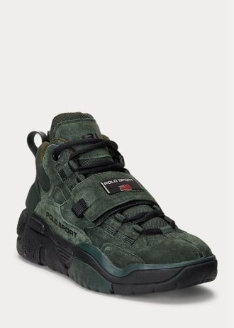 Grüne Ralph Lauren PS100 High-Top-Sneakers aus Wildleder für Herren