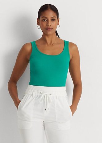 Grüne Ralph Lauren Tanktops aus Baumwollmischung für Damen