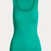 Grüne Ralph Lauren Tanktops aus Baumwollmischung für Damen Grüne Ralph Lauren Tanktops aus Baumwollmischung für Damen