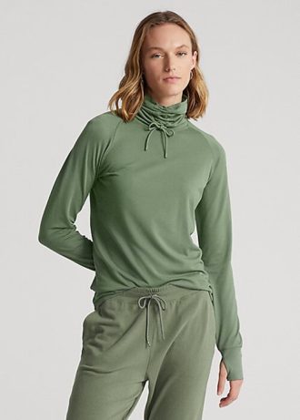 Grüne Ralph Lauren Trichterhals-Jersey-Pullover-Sweatshirts für Damen