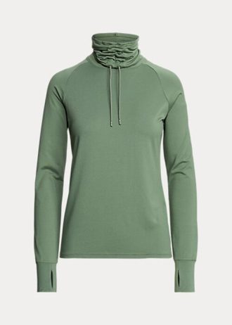 Grüne Ralph Lauren Trichterhals-Jersey-Pullover-Sweatshirts für Damen