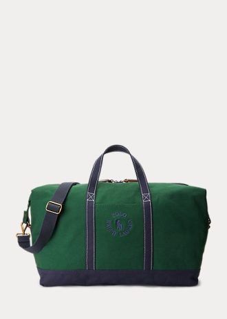 Grüne Reisetaschen aus Canvas mit Ralph Lauren-Logo-Stickerei für Herren