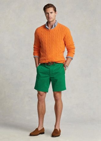 Grüne Stretch-Chinoshorts für Herren von Ralph Lauren im Straight Fit