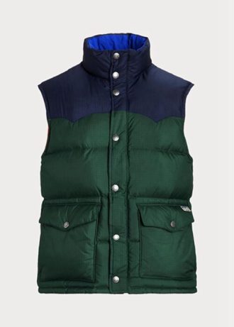 Grüne wasserabweisende Daunenwestenjacken von Ralph Lauren für Herren