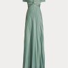 Grünes Ralph Lauren Merridan Plissee-Abendkleid aus Jersey für Damen Grünes Ralph Lauren Merridan Plissee-Abendkleid aus Jersey für Damen